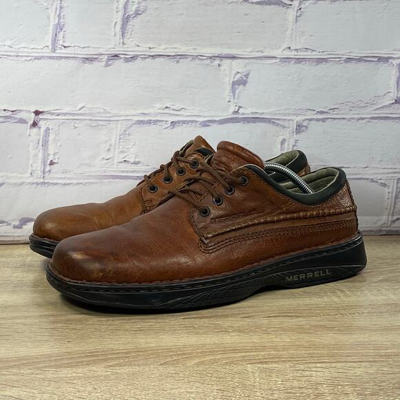 Merrell World Leather Brown Leather Walking Shoes Men\'s Size 11.5 Casual Sneaker